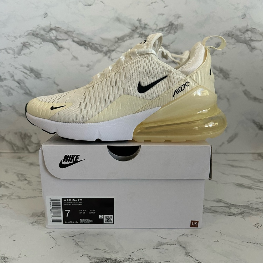 Nike Air Max 270 Sail Coconut Milk Athletic Shoes Running AH6789 Women’s Size 7 - Picture 8 of 8